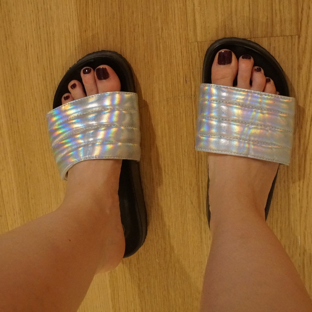 Iridescent Urban Outfitters Slide Sandals